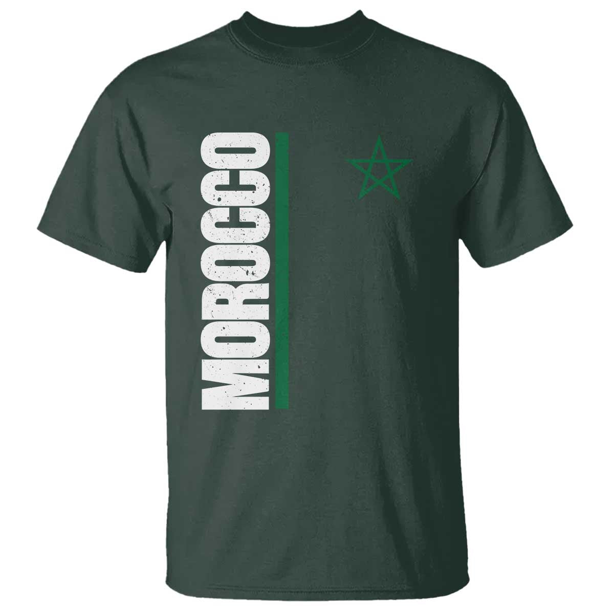 Morocco Green Star Flag Patriotic Moroccan Pride T Shirt TS11 Dark Forest Green Print Your Wear