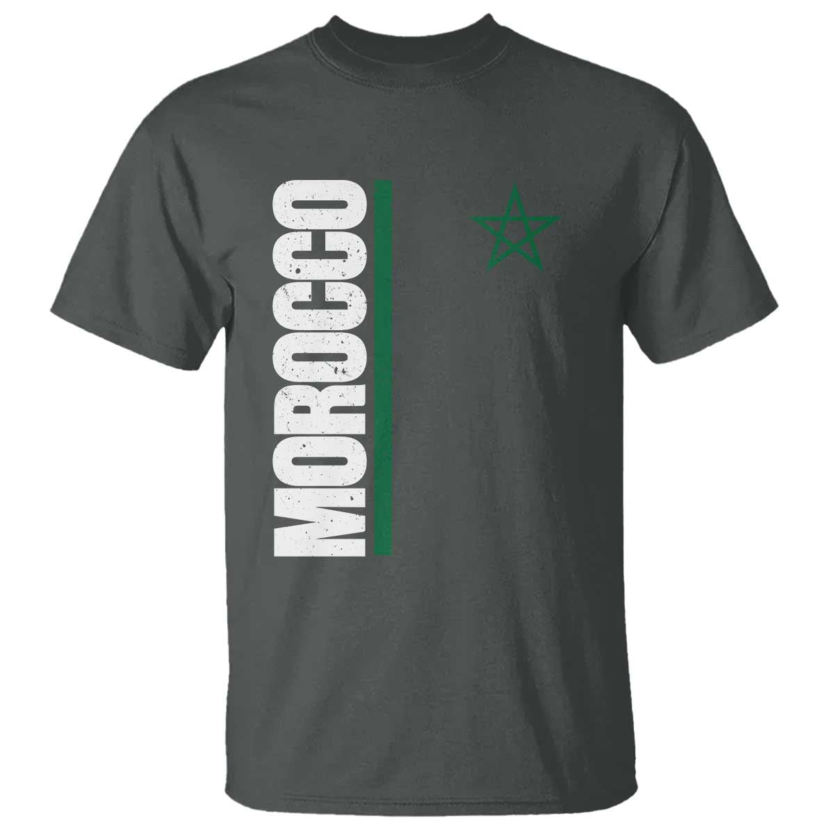 Morocco Green Star Flag Patriotic Moroccan Pride T Shirt TS11 Dark Heather Print Your Wear