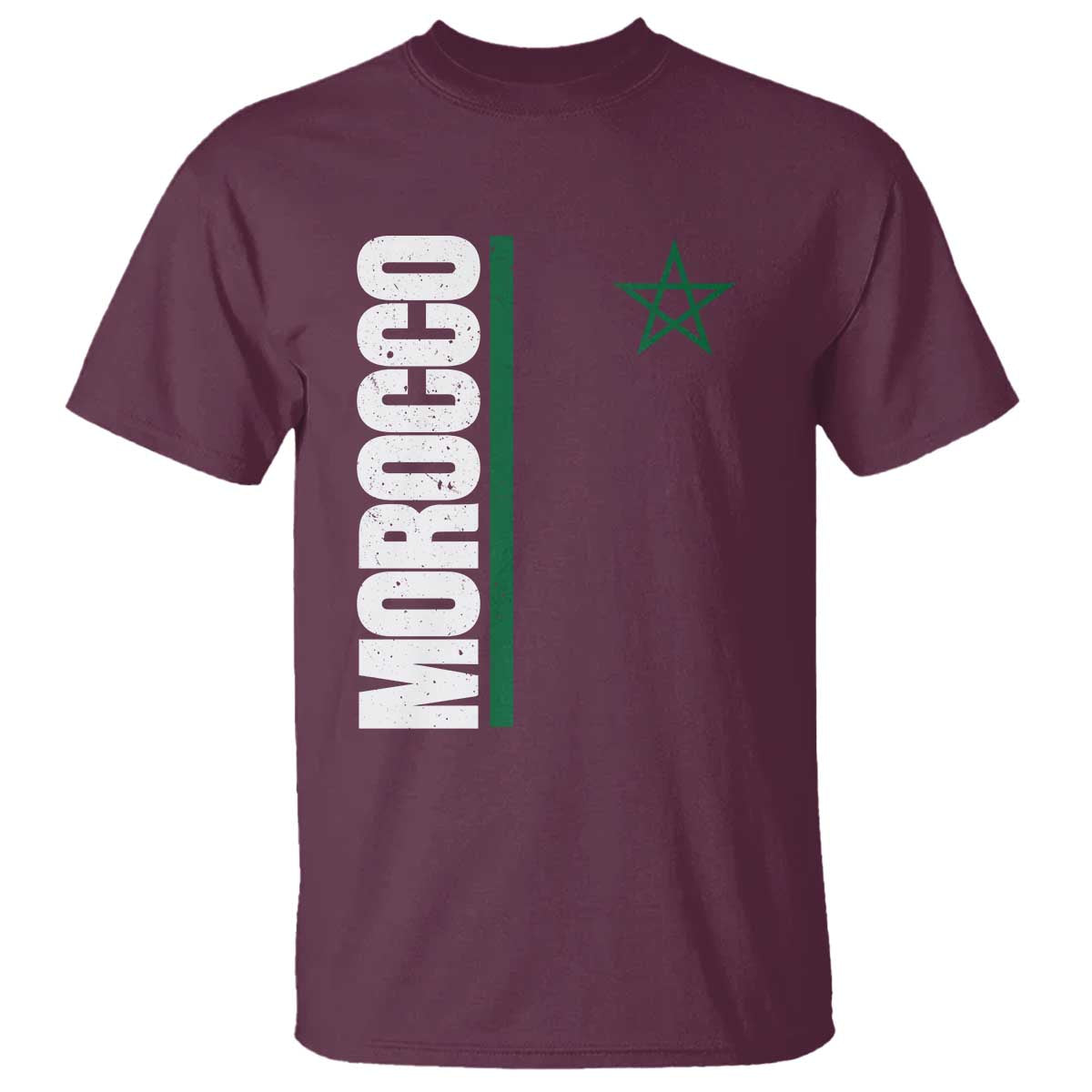 Morocco Green Star Flag Patriotic Moroccan Pride T Shirt TS11 Maroon Print Your Wear