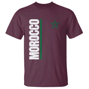 Morocco Green Star Flag Patriotic Moroccan Pride T Shirt TS11 Maroon Print Your Wear