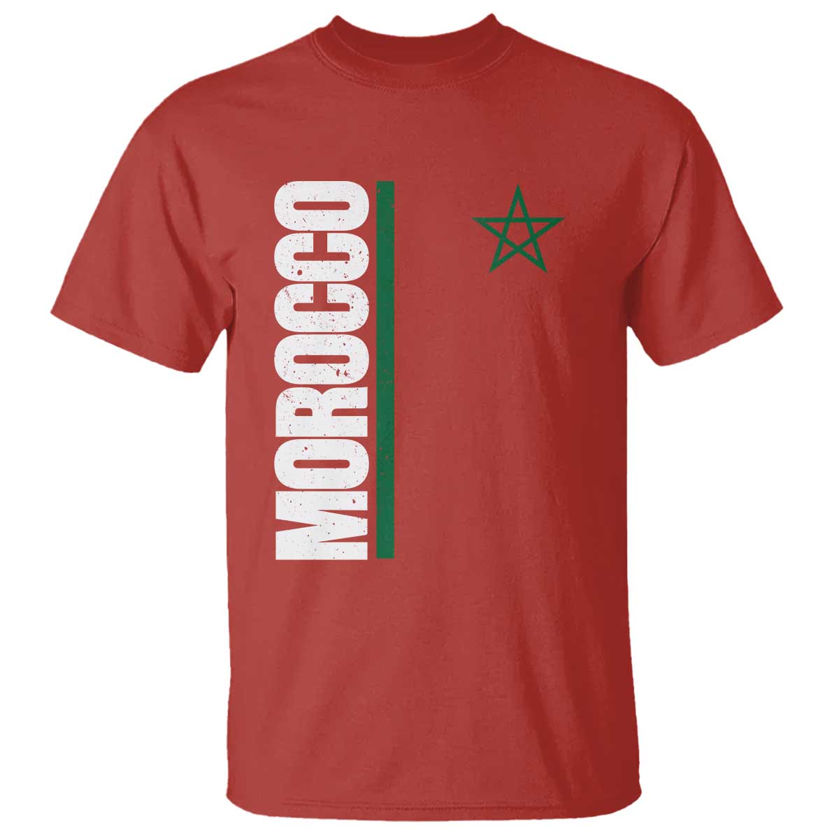 Morocco Green Star Flag Patriotic Moroccan Pride T Shirt TS11 Red Print Your Wear