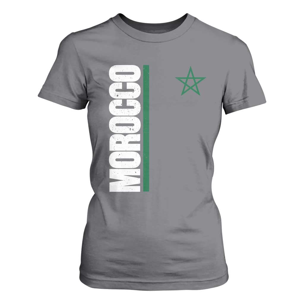 Morocco Green Star Flag Patriotic Moroccan Pride T Shirt For Women TS11 Charcoal Print Your Wear