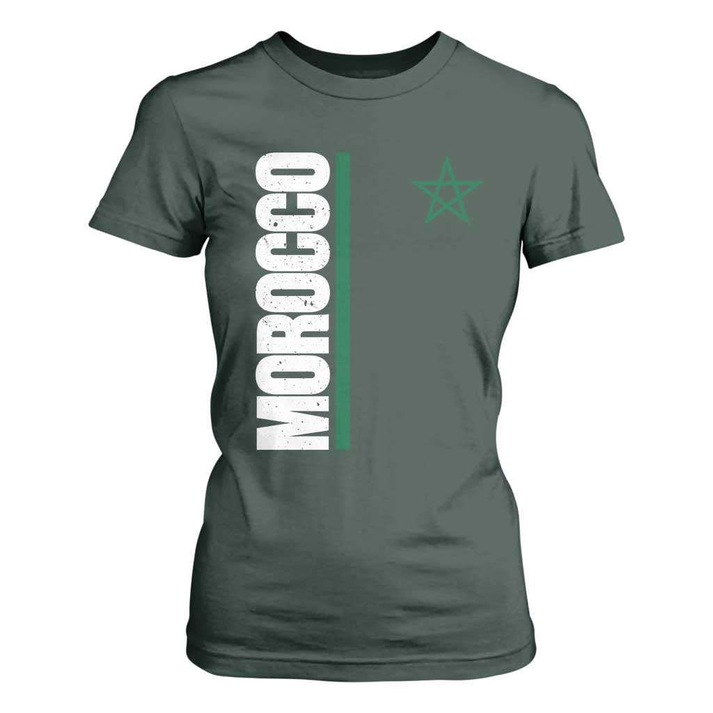 Morocco Green Star Flag Patriotic Moroccan Pride T Shirt For Women TS11 Dark Forest Green Print Your Wear
