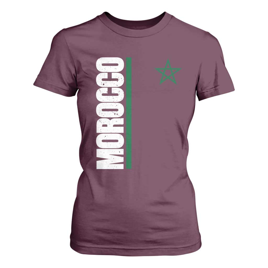Morocco Green Star Flag Patriotic Moroccan Pride T Shirt For Women TS11 Maroon Print Your Wear