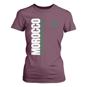 Morocco Green Star Flag Patriotic Moroccan Pride T Shirt For Women TS11 Maroon Print Your Wear