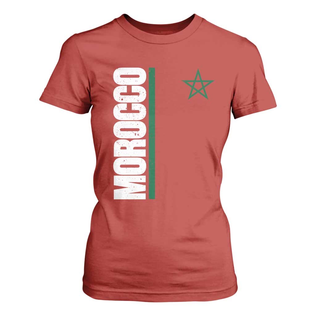 Morocco Green Star Flag Patriotic Moroccan Pride T Shirt For Women TS11 Red Print Your Wear