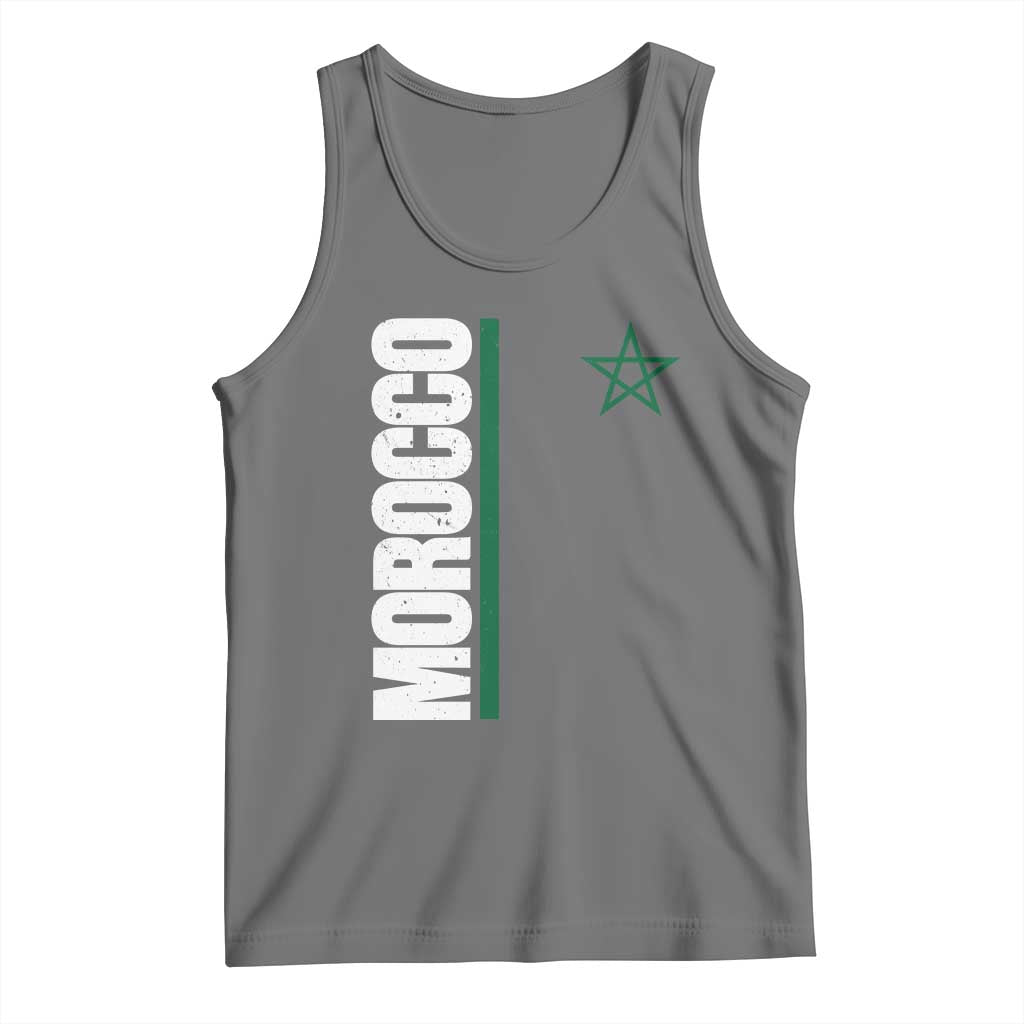 Morocco Green Star Flag Patriotic Moroccan Pride Tank Top TS11 Black Heather Print Your Wear