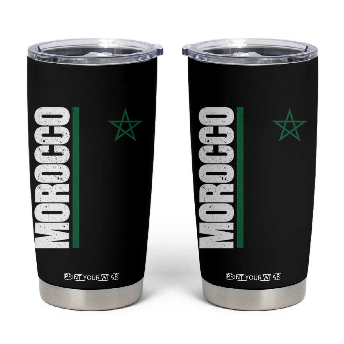 Morocco Green Star Flag Patriotic Moroccan Pride Tumbler Cup TS11 Black Print Your Wear