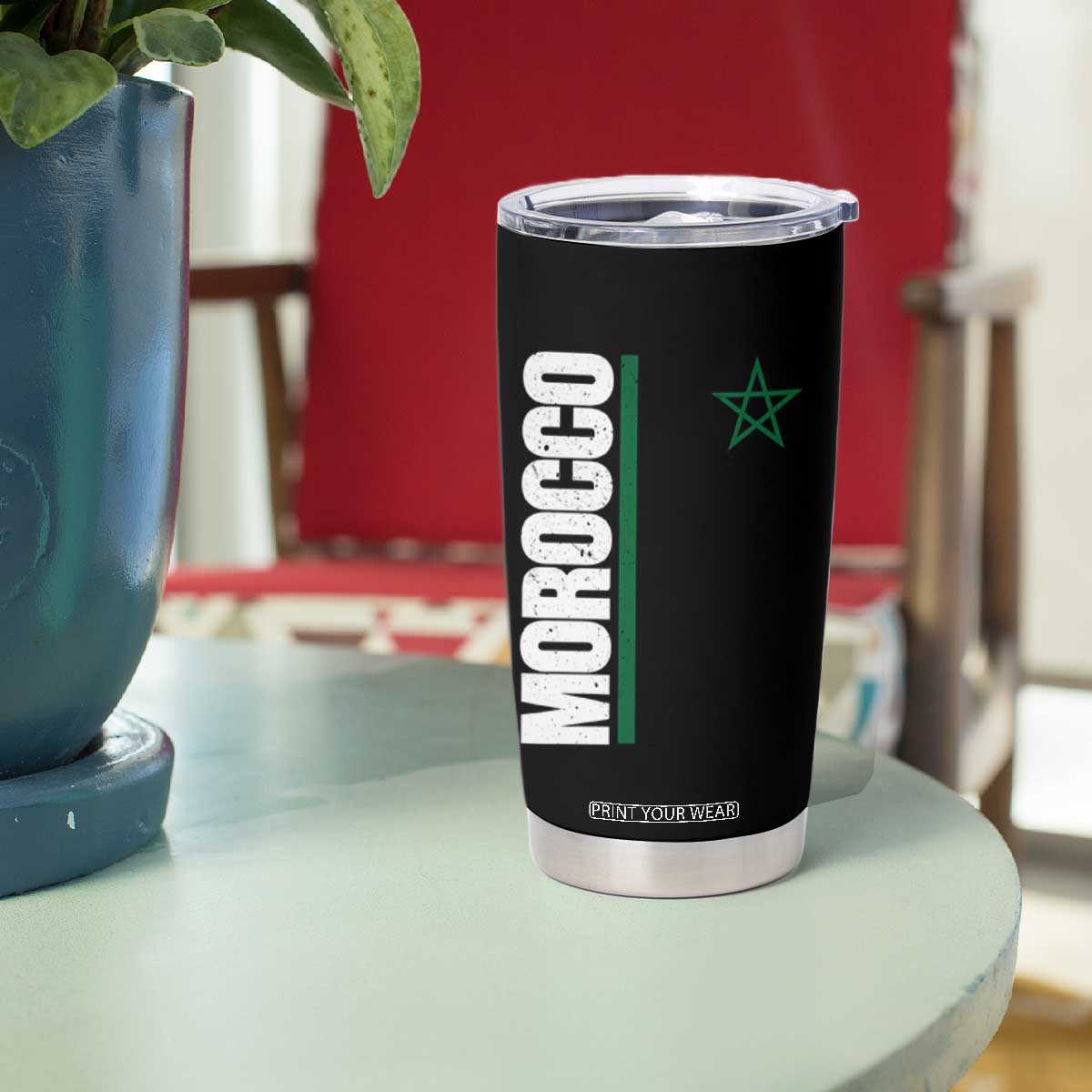 Morocco Green Star Flag Patriotic Moroccan Pride Tumbler Cup TS11 Print Your Wear