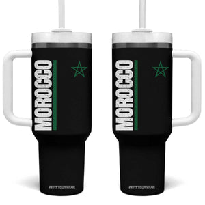 Morocco Green Star Flag Patriotic Moroccan Pride Tumbler With Handle TS11 One Size: 40 oz Black Print Your Wear