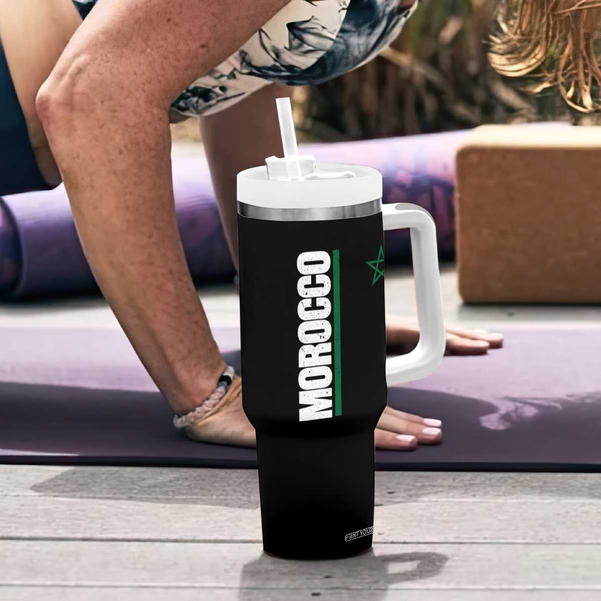 Morocco Green Star Flag Patriotic Moroccan Pride Tumbler With Handle TS11 Print Your Wear