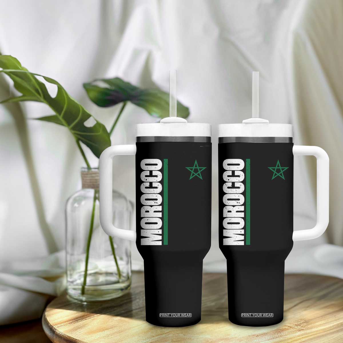 Morocco Green Star Flag Patriotic Moroccan Pride Tumbler With Handle TS11 Print Your Wear