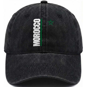 Morocco Green Star Flag Patriotic Moroccan Pride Washed Cotton Baseball Cap TS11 Print Your Wear