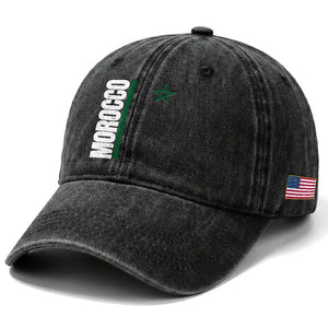 Morocco Green Star Flag Patriotic Moroccan Pride Washed Cotton Baseball Cap TS11 Print Your Wear