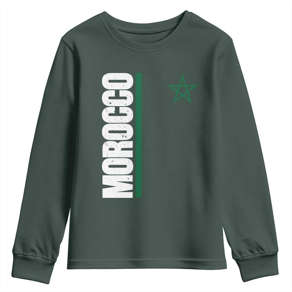 Morocco Green Star Flag Patriotic Moroccan Pride Youth Sweatshirt TS11 Dark Forest Green Print Your Wear