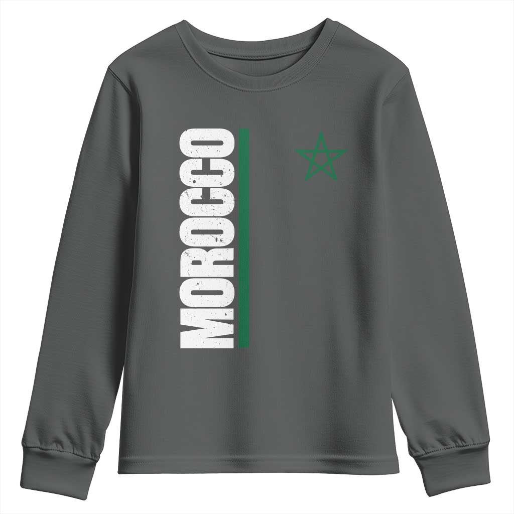 Morocco Green Star Flag Patriotic Moroccan Pride Youth Sweatshirt TS11 Dark Heather Print Your Wear