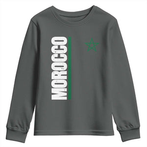 Morocco Green Star Flag Patriotic Moroccan Pride Youth Sweatshirt TS11 Dark Heather Print Your Wear