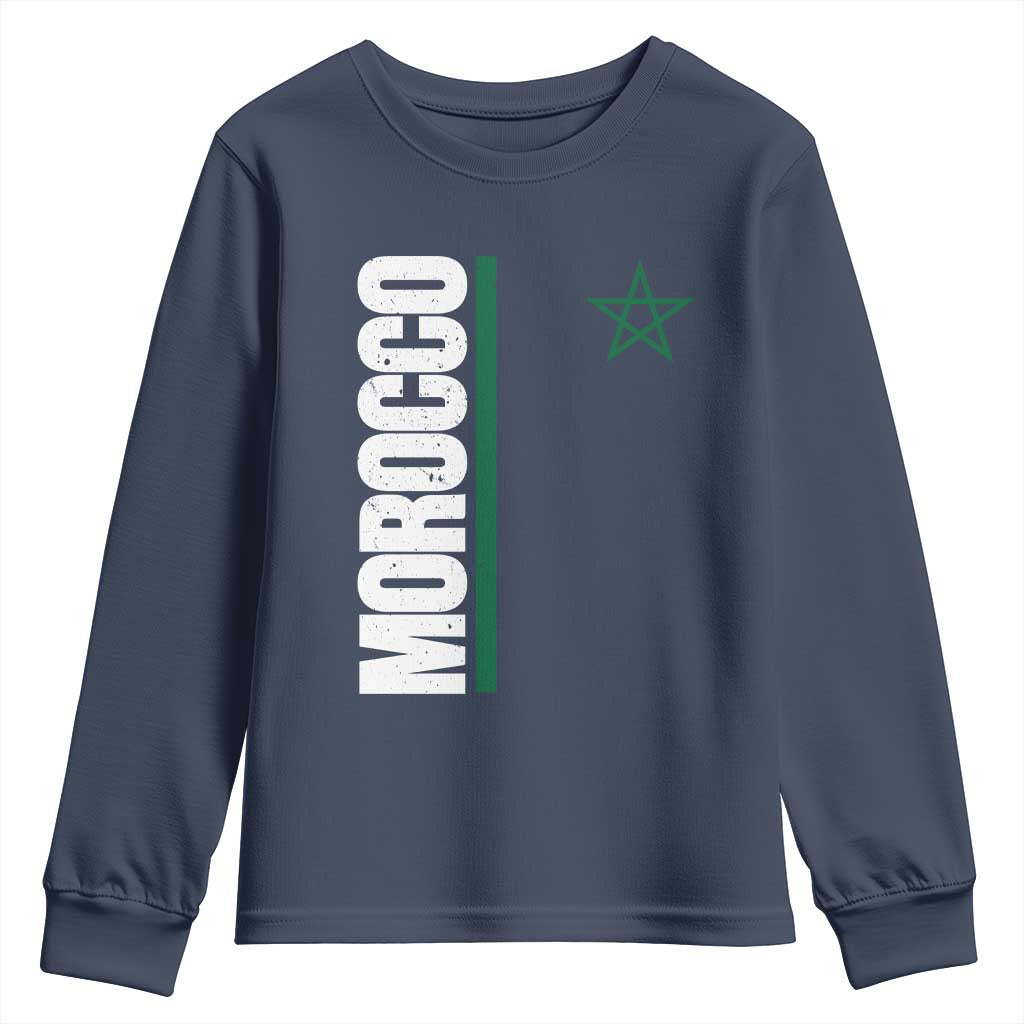 Morocco Green Star Flag Patriotic Moroccan Pride Youth Sweatshirt TS11 Navy Print Your Wear