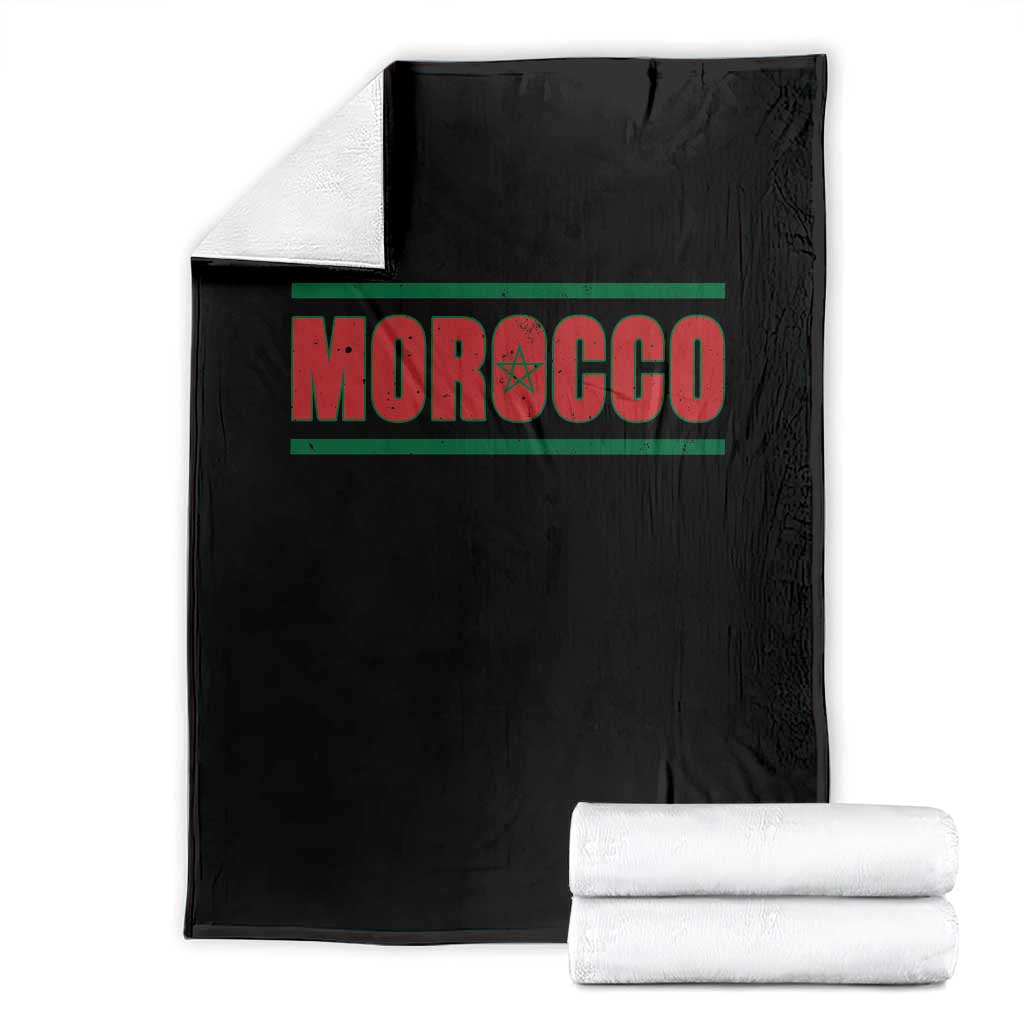 Proud Moroccan Vintage Marocco Flag Green Stripes Throw Blanket TS11 Black Print Your Wear