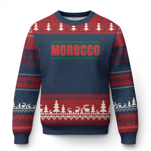 Proud Moroccan Vintage Marocco Flag Green Stripes Ugly Christmas Sweater TS11 Navy Red Print Your Wear