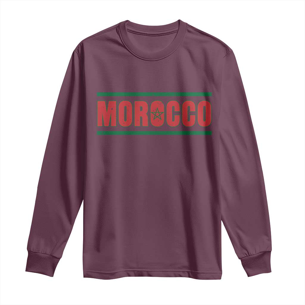 Proud Moroccan Vintage Marocco Flag Green Stripes Long Sleeve Shirt TS11 S Maroon Print Your Wear