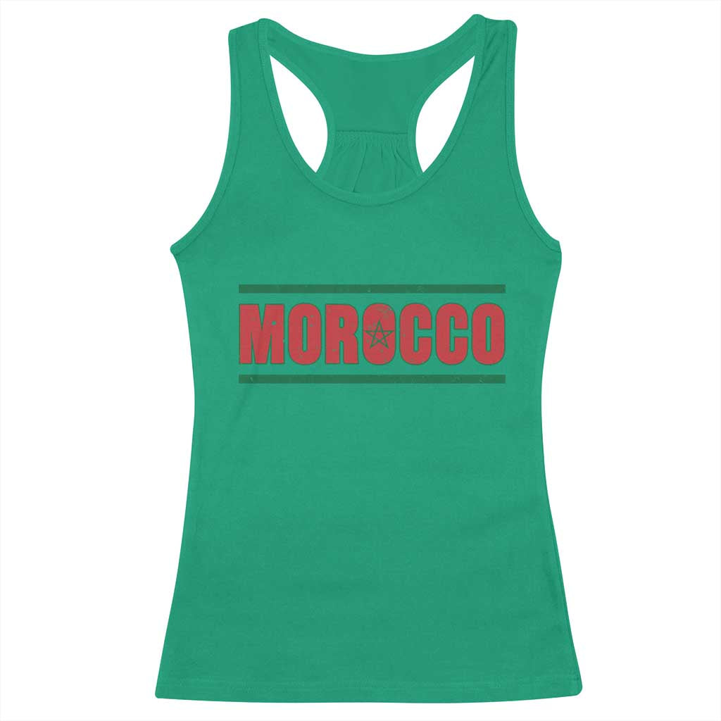 Proud Moroccan Vintage Marocco Flag Green Stripes Racerback Tank Top TS11 Irish Green Print Your Wear