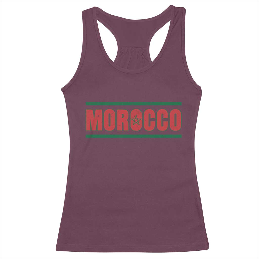 Proud Moroccan Vintage Marocco Flag Green Stripes Racerback Tank Top TS11 Maroon Print Your Wear