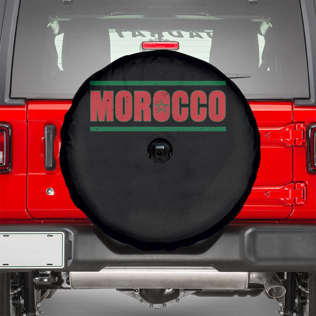 Proud Moroccan Vintage Marocco Flag Green Stripes Spare Tire Cover TS11 Black Print Your Wear