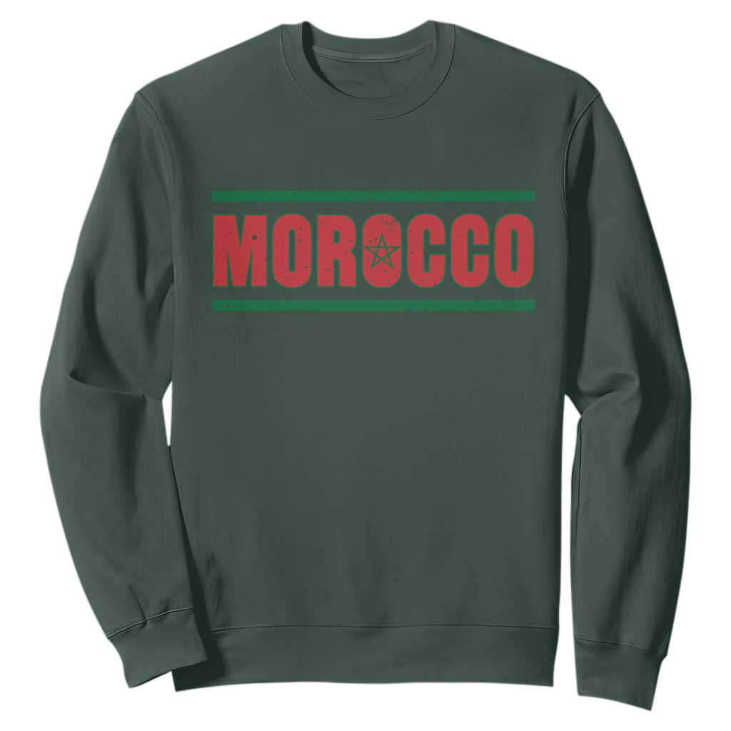 Proud Moroccan Vintage Marocco Flag Green Stripes Sweatshirt TS11 Dark Forest Green Print Your Wear