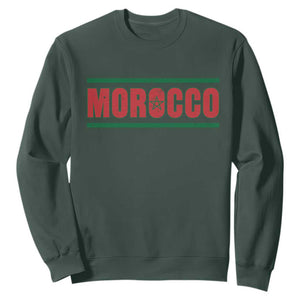 Proud Moroccan Vintage Marocco Flag Green Stripes Sweatshirt TS11 Dark Forest Green Print Your Wear