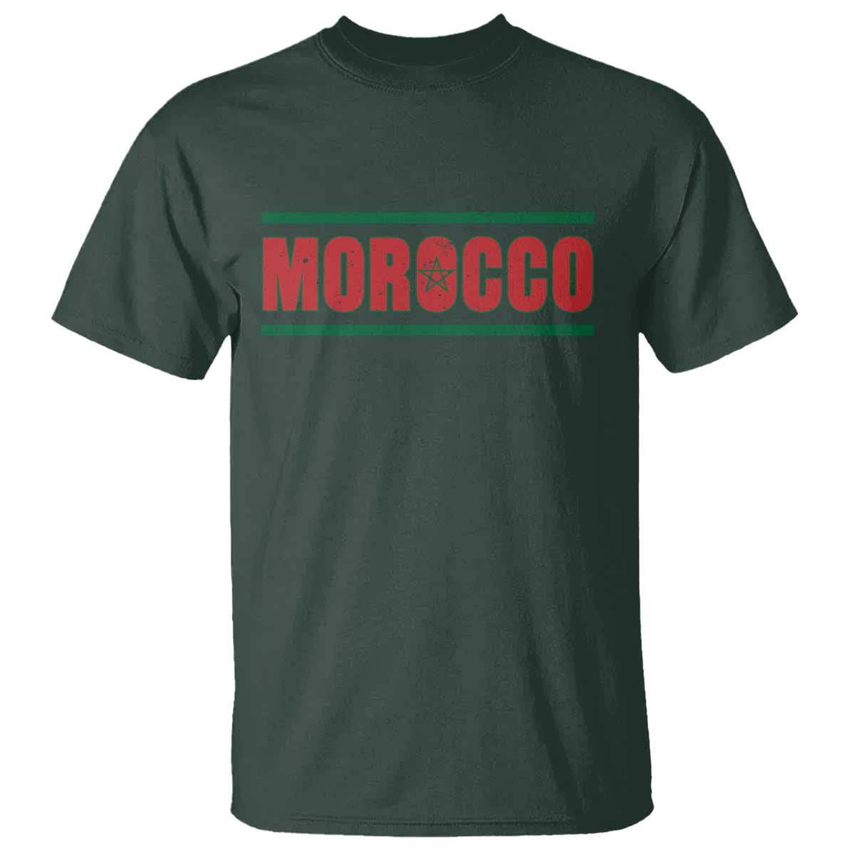 Proud Moroccan Vintage Marocco Flag Green Stripes T Shirt TS11 Dark Forest Green Print Your Wear
