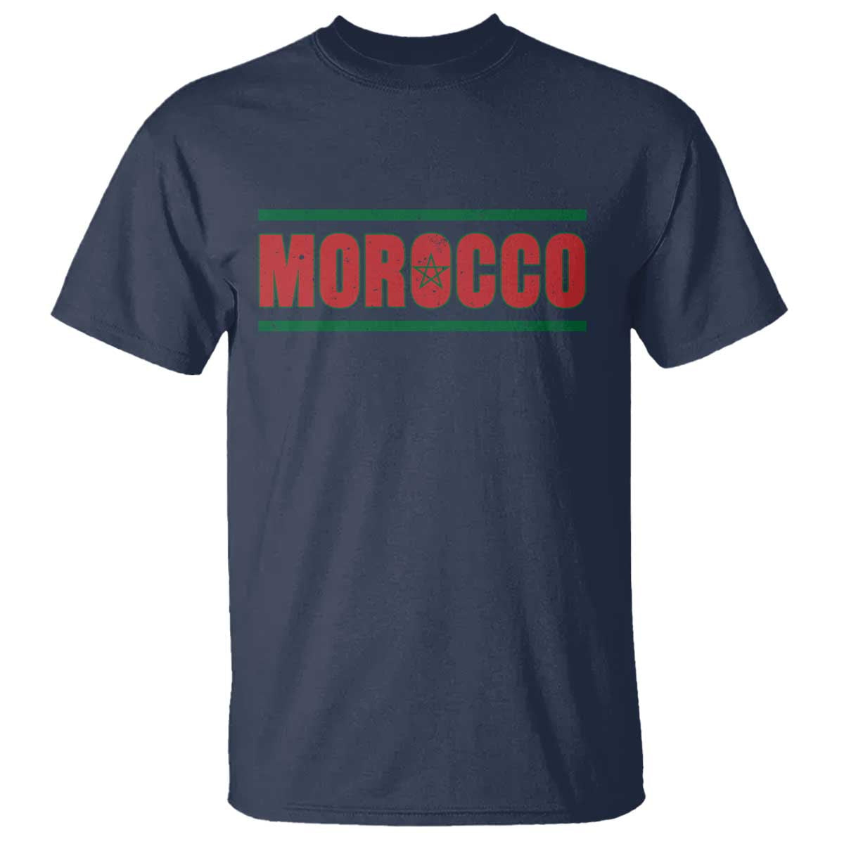 Proud Moroccan Vintage Marocco Flag Green Stripes T Shirt TS11 Navy Print Your Wear
