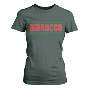 Proud Moroccan Vintage Marocco Flag Green Stripes T Shirt For Women TS11 Dark Forest Green Print Your Wear
