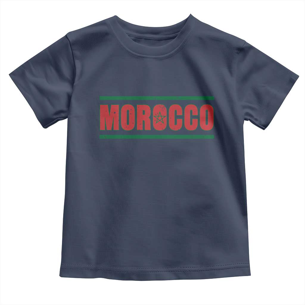 Proud Moroccan Vintage Marocco Flag Green Stripes Toddler T Shirt TS11 Navy Print Your Wear