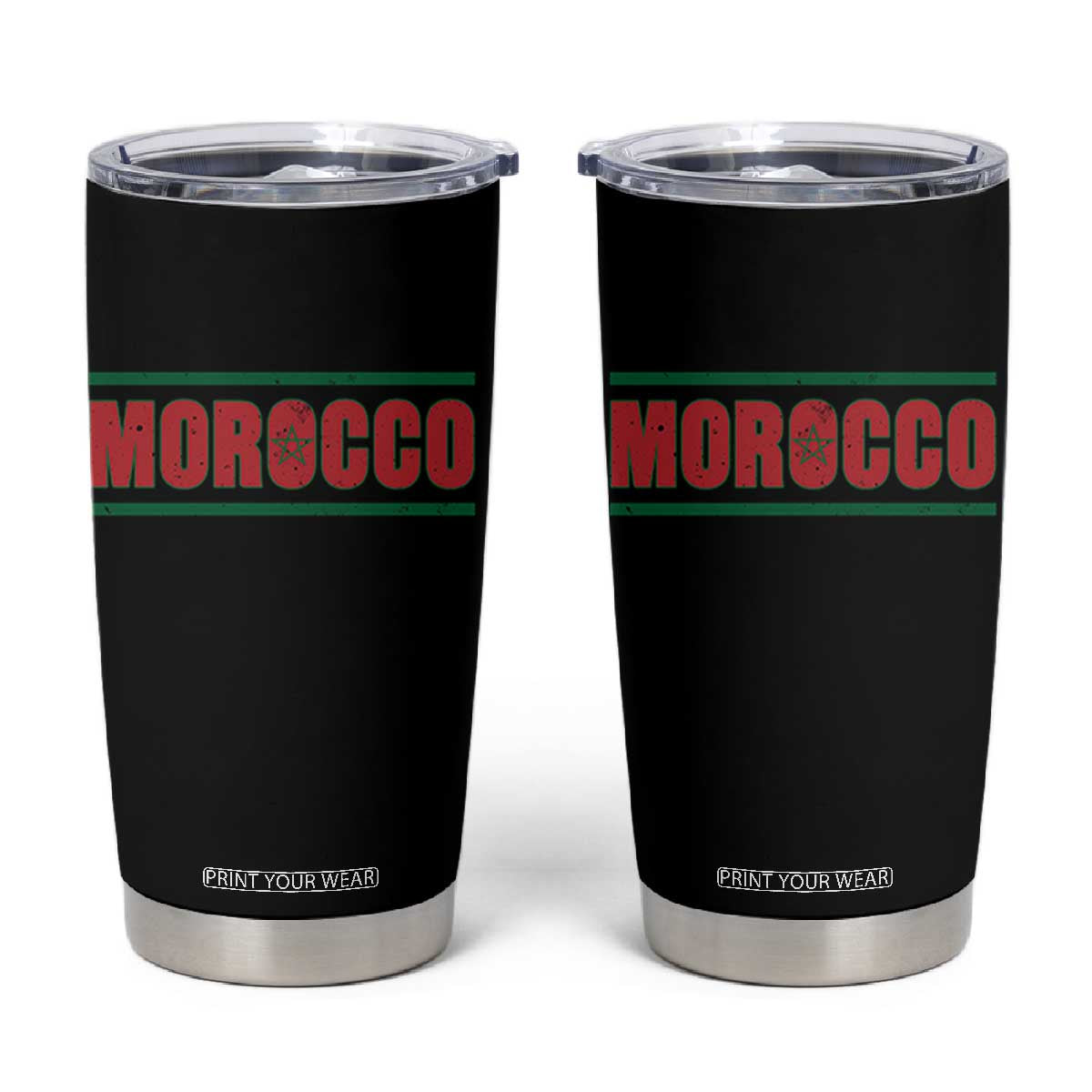 Proud Moroccan Vintage Marocco Flag Green Stripes Tumbler Cup TS11 Black Print Your Wear