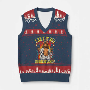 Funny Jesus LitRPG I Am The Way Motherfucker V-Neck Knit Sweater Vest