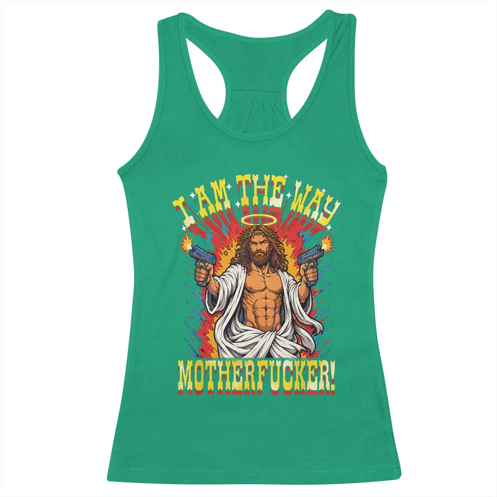 Funny Jesus LitRPG I Am The Way Motherfucker Racerback Tank Top