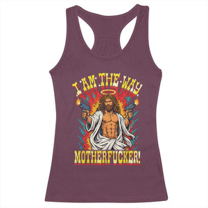 Funny Jesus LitRPG I Am The Way Motherfucker Racerback Tank Top