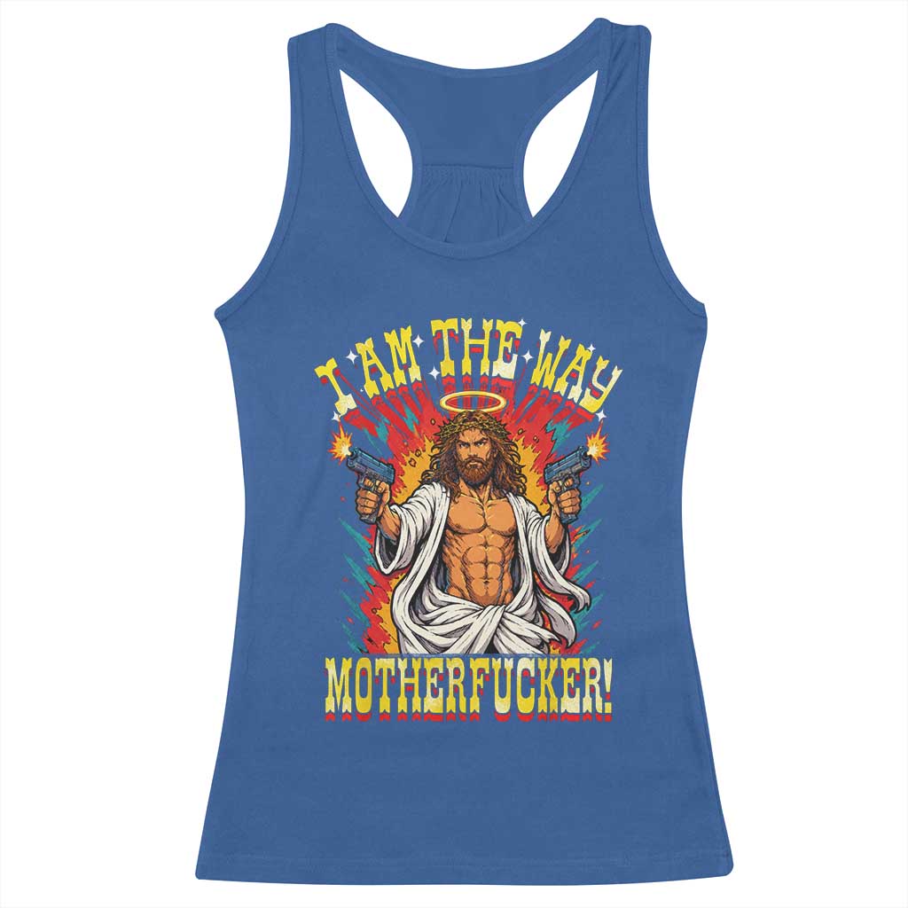 Funny Jesus LitRPG I Am The Way Motherfucker Racerback Tank Top