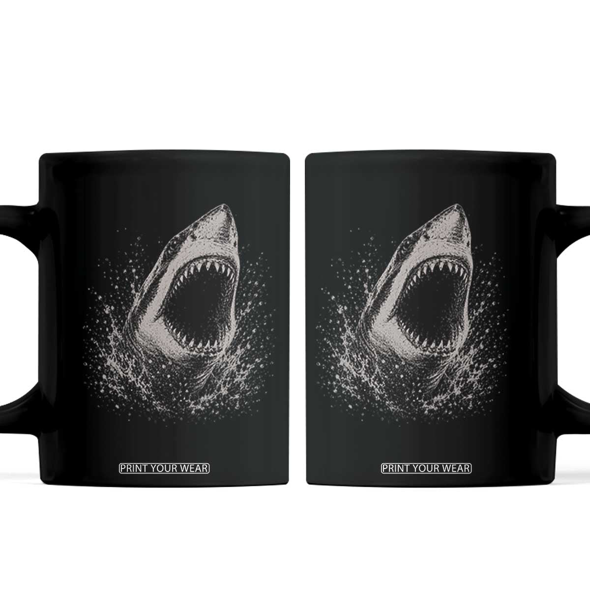 Vintage Great White Shark Jaw Graphic Coffee Mug Marine Life Gifts TS11 Black Print Your Wear