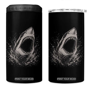 Vintage Great White Shark Jaw Graphic 4 in 1 Can Cooler Tumbler Marine Life Gifts