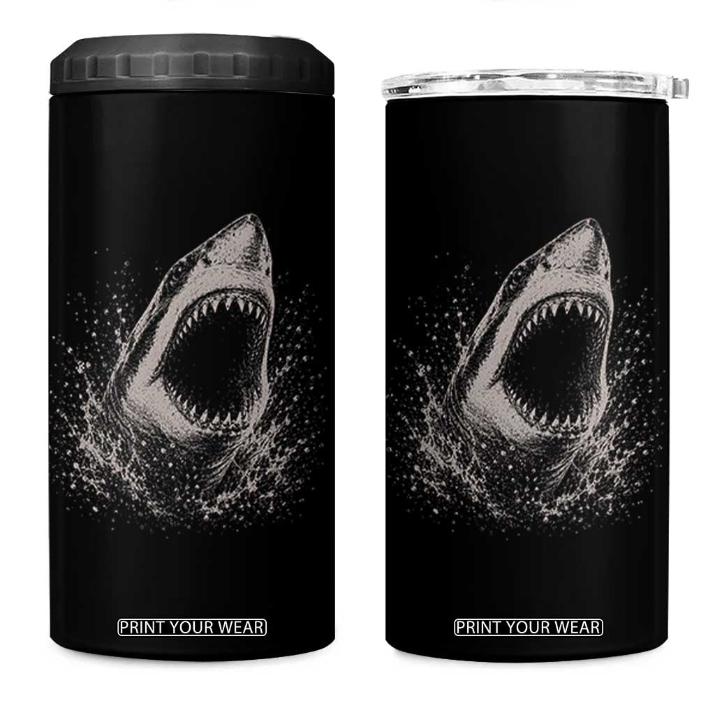 Vintage Great White Shark Jaw Graphic 4 in 1 Can Cooler Tumbler Marine Life Gifts TS11 One Size: 16 oz Black Print Your Wear