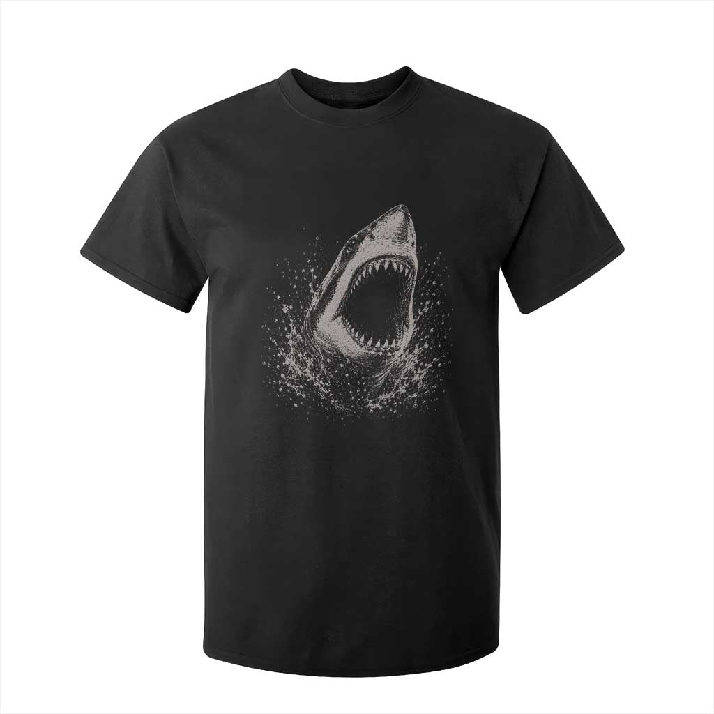 Vintage Great White Shark Jaw Graphic T Shirt For Kid Marine Life Gifts