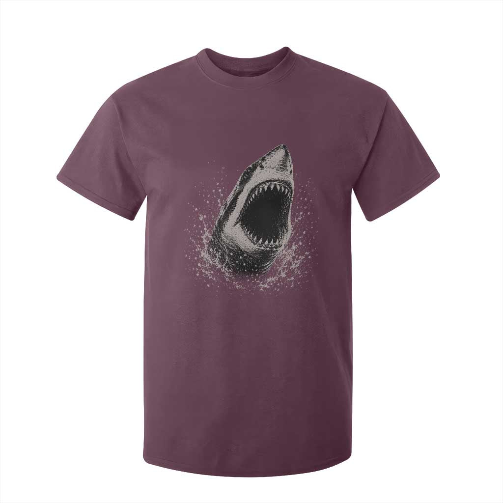Vintage Great White Shark Jaw Graphic T Shirt For Kid Marine Life Gifts