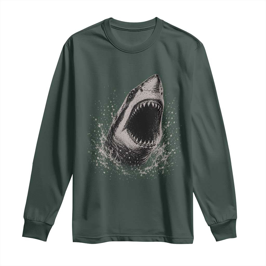 Vintage Great White Shark Jaw Graphic Long Sleeve Shirt Marine Life Gifts