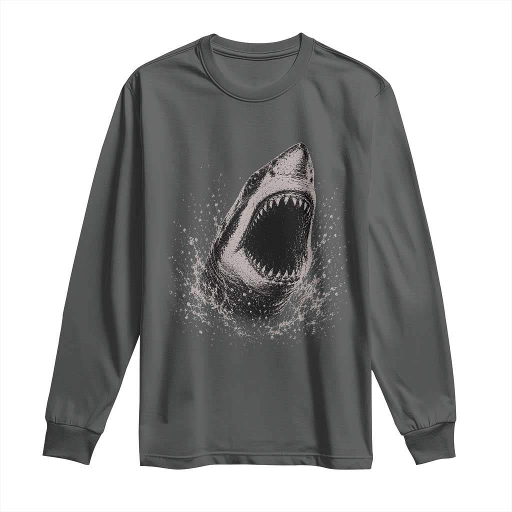 Vintage Great White Shark Jaw Graphic Long Sleeve Shirt Marine Life Gifts