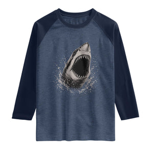 Vintage Great White Shark Jaw Graphic Raglan Shirt Marine Life Gifts