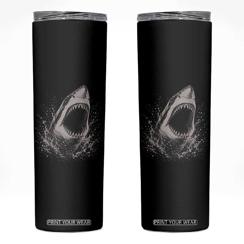 Vintage Great White Shark Jaw Graphic Skinny Tumbler Marine Life Gifts TS11 Black Print Your Wear