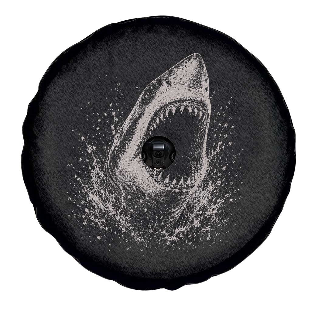 Vintage Great White Shark Jaw Graphic Spare Tire Cover Marine Life Gifts
