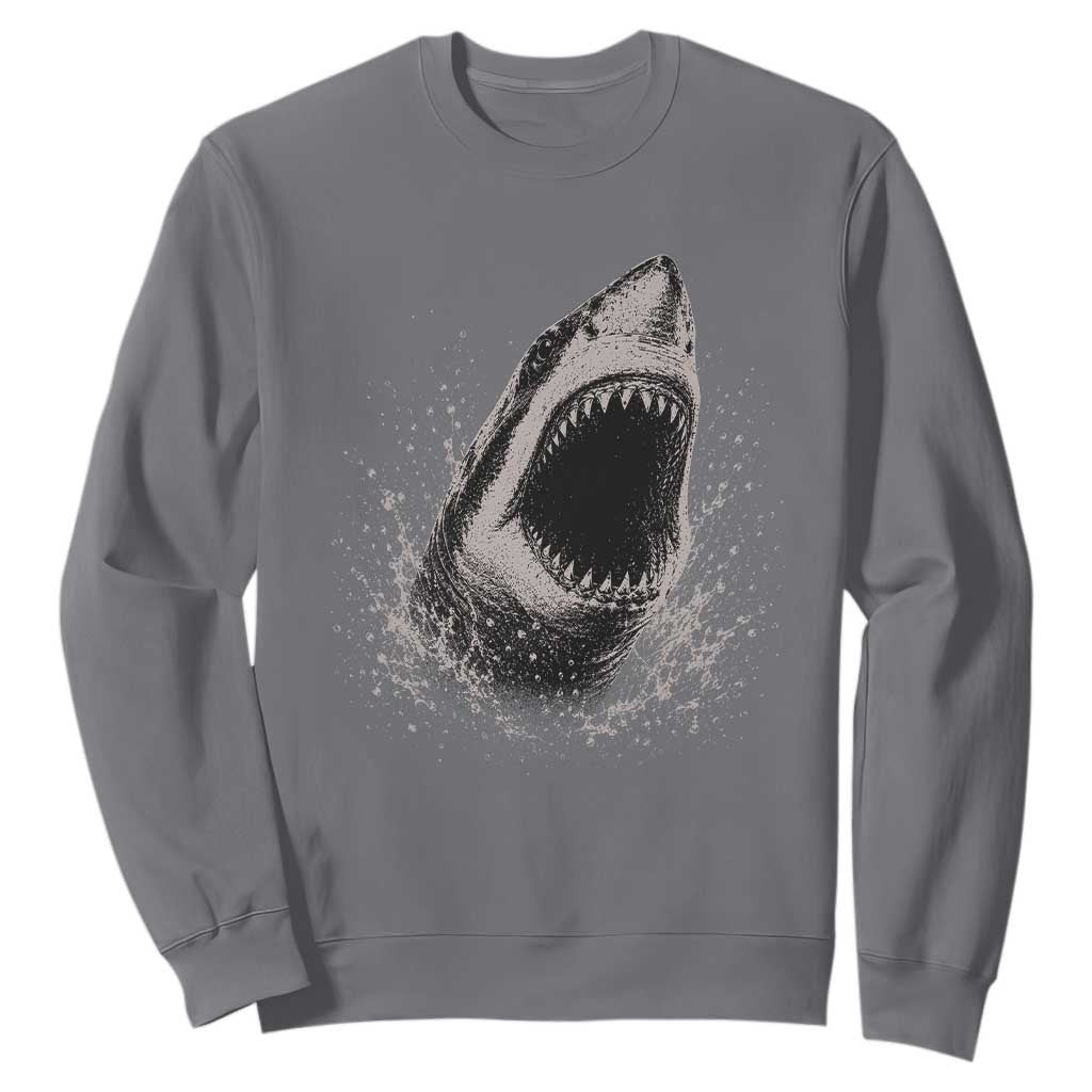 Vintage Great White Shark Jaw Graphic Sweatshirt Marine Life Gifts